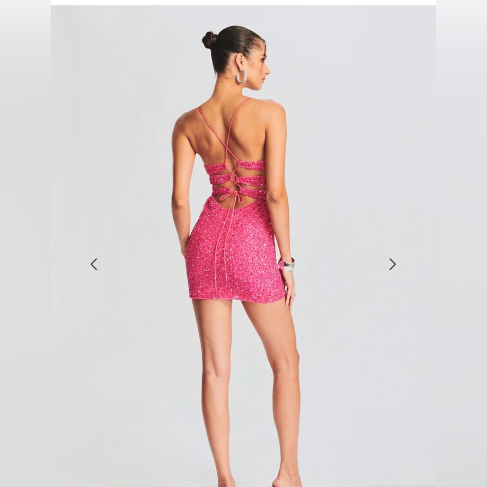 RETROFETE Neon Pink Sequin Dress- Size M